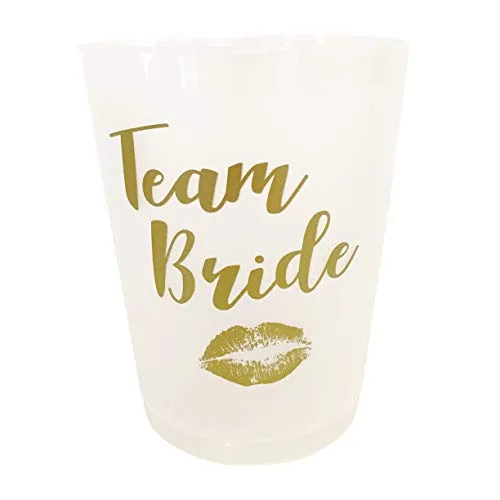 Gobelets pour enterrement de vie de jeune fille – Lot de 10 Blanc et doré « Team Bride » (Équipe de la future mariée)