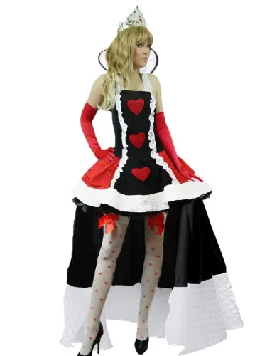 Yummy Bee – Dame de Cœur Alice Pays des Merveilles Reine Conte de Fées + Bas Froufrous + Couronne Déguisement Femme…