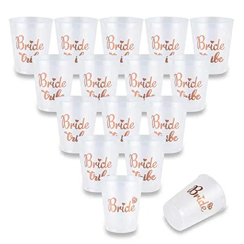 AniSqui 16 Count Bride Tribe Tasses, Douche Nuptiale Rose Gold Cups w/2 Tasses de mariée Parfait pour la fête de…