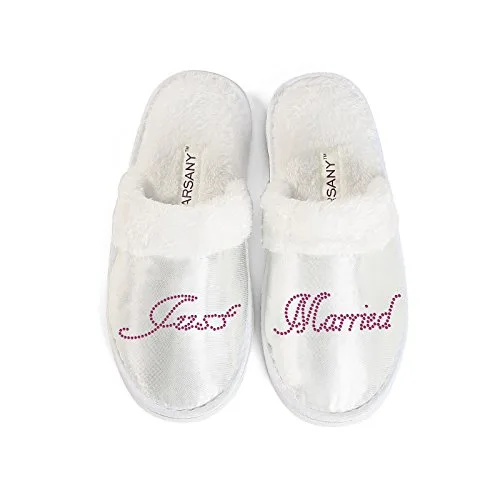 Varsany Jeunes Mariés Chaussons pour le Spa Enterrement de vie de Jeune Fille Strass Diamante chaussons pour hôtel