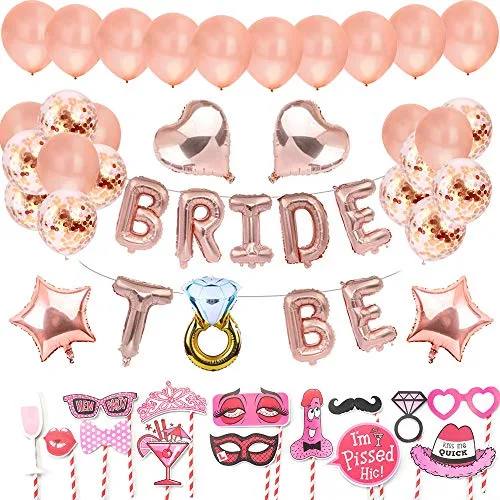 AivaToba Bride to BE Décorations Or Rose, Bride to BE Ballons,Ballons confettis pour Douche Nuptiale Bachelorette avec…