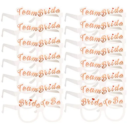 Konsait Enterrement Team mariée Or Rose Lunettes X 16, 2 Bride + 14 Team mariée Lunettes EVJF Photobooth Mariage…