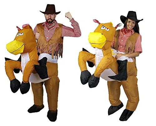 Déguisement pour couple cowboy et cowgirl chevauchant leurs chevaux dans l’ouest sauvage Américain. Idéal pour les…