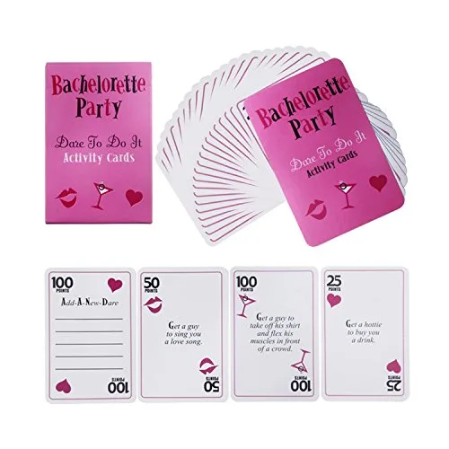 Konsait 52Pcs Enterrement de Vie de Jeune Fille Jeux de Cartes à Jouer, drôle Mariage Enterrement de Vie de Jeune Fille…